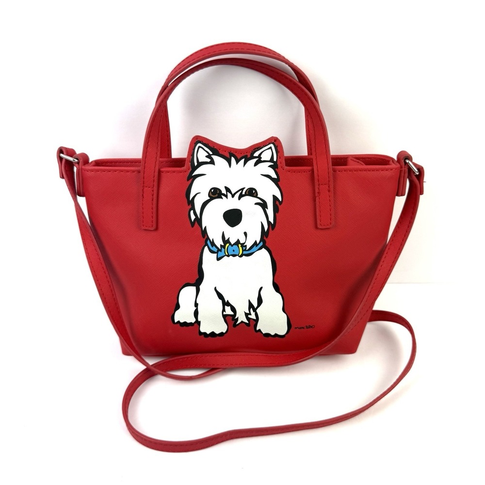 Marc Tetro Westie Crossbody Bag Satchel Red Faux Leather Handbag Purse